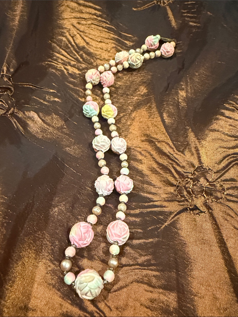 Vintage California Flower Bead Necklace